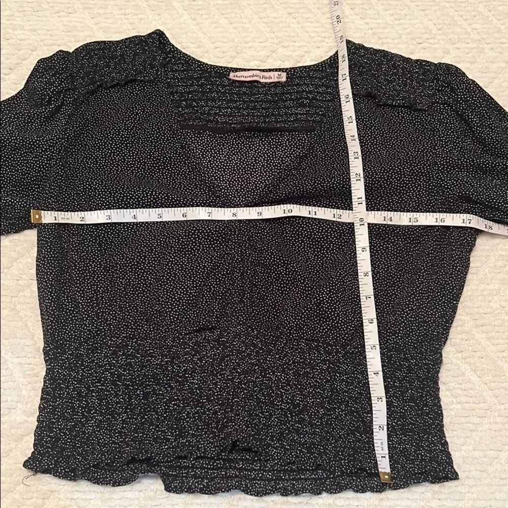 Abercrombie & Fitch Blouse Top Shirt Smock Puff Black White Dot Crop Halter